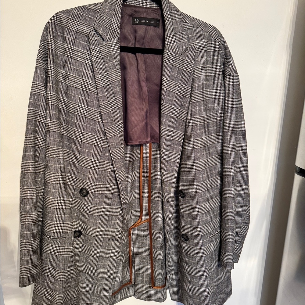 Ag Adriano Goldschmied Gray Sport Coat with Glen Check Pattern